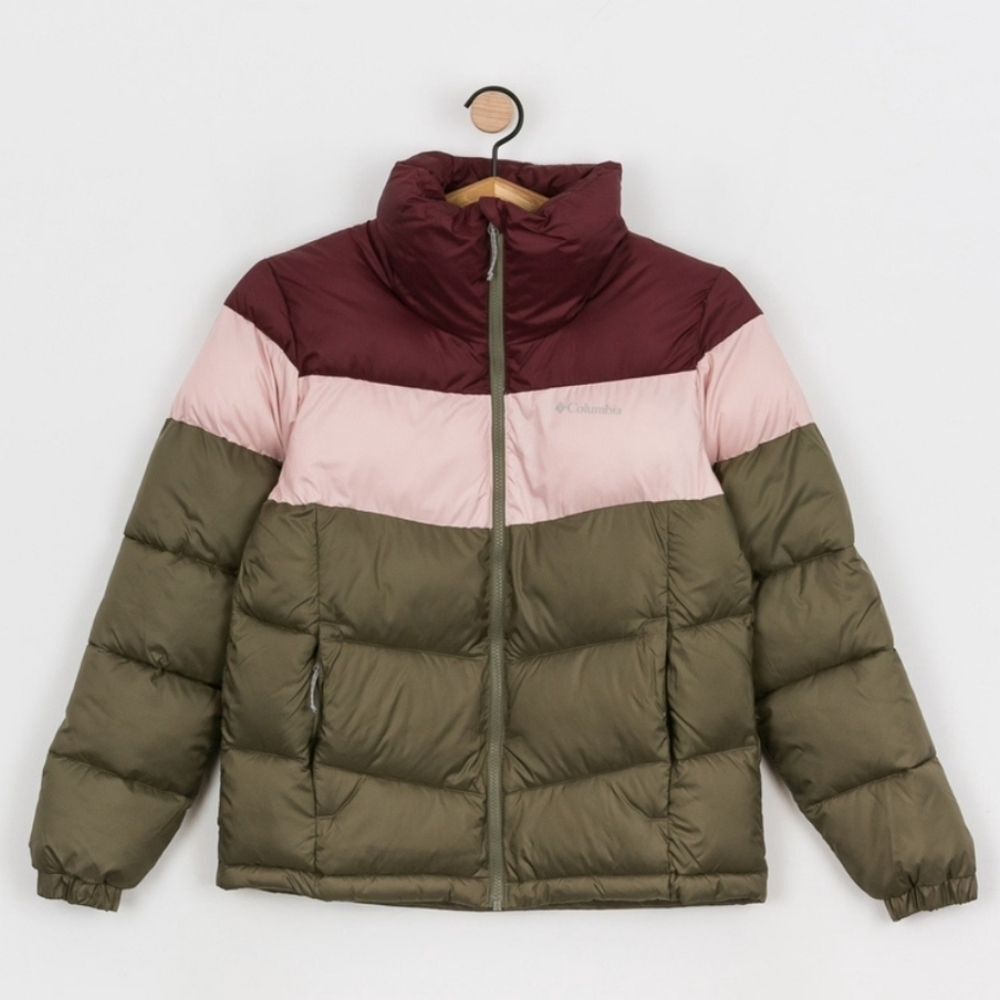 Columbia Puffect Color Blocked Jacket Stone Green/Mineral Pink/Malbec Size L